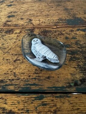 White Owl Decorative Fused Glass Dish